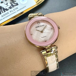 [星晴錶業]ANNE KLEIN手錶,28mm,AN00596粉紅錶面金色錶殼金色合金錶帶款, , large