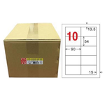 【龍德】LONGDER 三用電腦標籤 A4 10格 直角 54*90mm 白色 1000張/箱 LD-898-W-B(適用雷射、噴墨、影印), , large