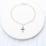 【Angel & Me】鳶尾花 十字架 Cross 925 純銀 手鍊 腳鍊 生日 情人節 禮物, , large