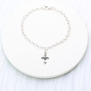 【Angel & Me】鳶尾花 十字架 Cross 925 純銀 手鍊 腳鍊 生日 情人節 禮物