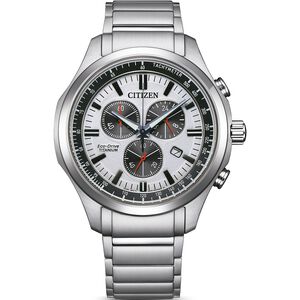 CITIZEN 星辰 鈦 熊貓錶 光動能計時手錶-銀 AT2530-85A