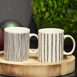 2-Piece Ceramic Mug Set with Line Pattern, , large