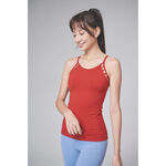 YOGA FLOW Barbie Tank - 細肩帶側邊簍空長版上衣 - 緋紅 Scarlet, , large