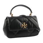 TORY BURCH Kira 納帕皮革鑽石格紋縫線手提/斜背二用包/黑色, , large