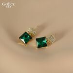 【Gulicc】古莉可 耳環 方形祖母綠 簡約鑲鑽耳環, , large