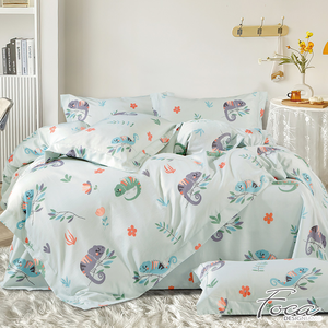 【FOCA】Chameleon Paradise | 3M Patented Moisture-wicking, Breathable, Antibacterial Tencel Four-season Quilt/Cool Quilt Bed Sheet Set - Double