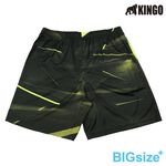 KINGO-超大尺碼-鬆緊 滿版 排汗短褲-黃-415301, , large