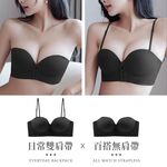 [夢巴黎]  前扣爆乳半杯內衣 小胸內衣 平口內衣 集中內衣 無痕內衣 無鋼圈內衣 前扣式內衣 內衣 無肩帶內衣 內褲, 咖啡, large