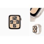 Apple Watch SE2 GPS ; 44mm星光色鋁金屬錶殼搭配星光色運動錶帶S/M _ 台灣公司貨+錶貼＋錶套, , large