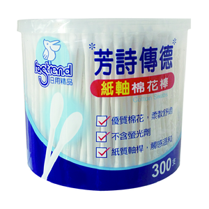 [寶富華]芳詩傳德紙軸棉花棒300支(罐裝)