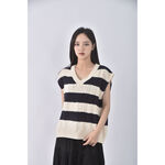 (XL) most standing無袖條紋白色毛衣二手衣, , large