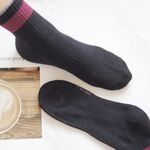 [Kaimei Cotton] 7-Pair Set MIT Made in Taiwan Pure Cotton 1/2 Towel Bottom Sports Socks Urban Black Two-Color Edges, , large