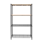 【Y HOUSE】90x45x150cm pine four-layer storage rack rack iron rack - black wood, , large