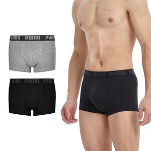 PUMA 平口內褲 1件組 彪馬 跳豹 男內褲 平角內褲 修身 防捲邊 貼合 耐穿 柔軟 棉質 排汗 透氣 抗菌 黑 灰