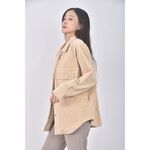 (L) genquo質感燈芯絨杏色外套二手衣, , large