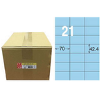 【龍德】LONGDER 三用電腦標籤 A4 21格 直角 42.4*70mm淺藍1000張/箱 LD-836-B-B(適用雷射、噴墨、影印), , large
