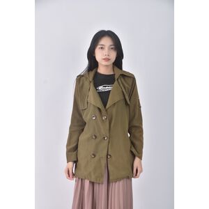 (S) 倩倩服飾排扣綠色外套二手衣