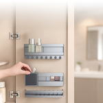 【上手家居】分體式鏡櫃浴室收納架-3件組 灰色(鏡櫃收納架/浴室架/鏡櫃置物架/浴室置物/廁所收納架), , large