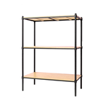 【Y HOUSE】90x45x120cm pine three-layer storage rack rack iron rack - black wood, , large