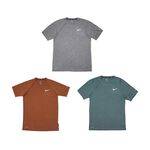 NIKE NEW HEATHER成人男性短袖防曬衣 健身 戶外運動 抗UV 吸汗 乾爽 透氣 彈性 舒適 深灰 藍綠 橘, , large