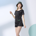 MONINA MIT short Sleeve Two Piece Swimsuit black Plus Size -2L, , large