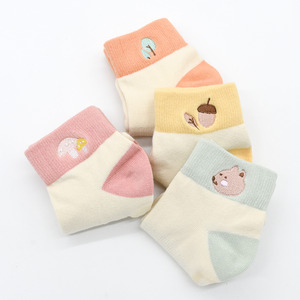 minihope美好的親子生活-刺繡寬口短襪(4雙包色組)-12-15(止滑)