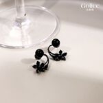 【Gulicc】古莉可 耳環 黑色花朵珍珠耳釘, , large