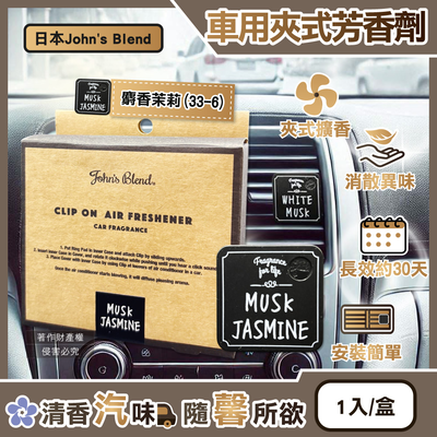 [日日好物]日本John's Blend-汽車空調出風口專用方形夾式消臭空氣芳香劑1入/盒(多款可選)