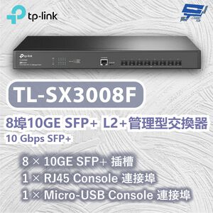TP-LINK 昌運監視器 TL-SX3008F 8埠10GE SFP+L2+管理型交換器10 Gbps SFP+