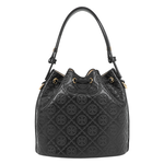 TORY BURCH T Monogram 皮革壓紋水桶包(黑色), , large