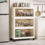 【AOTTO】60面寬雙開門附輪三層收納櫃(AC-063BK), , large