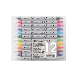 【Kuretake 吳竹】ZIG 雙頭圓頭麥克筆 12色套組 /盒 TCS-6000T-12V(日本品牌)