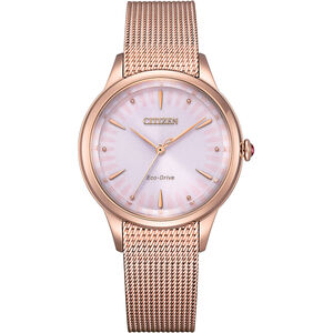 CITIZEN 星辰 L系列 非洲菊 光動能氣質大三針米蘭帶女錶 EM0819-80X