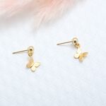 【Angel & Me】Butterfly s925 sterling silver 24k gold plated earrings gift, , large