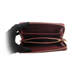 COACH Varsity 標誌塗層帆布附可拆提把長夾/巧克力色/西瓜紅, , large
