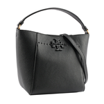 Tory Burch McGRAW 荔枝皮革小型水桶包/黑色, , large