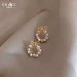 【Gulicc】古莉可 耳環  鑲鑽蝴蝶耳飾 珍珠耳環, , large