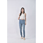 (XL) 高腰棉質緊身藍色長褲二手衣, , large