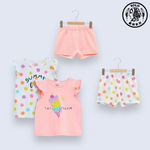 【SOLO Vintage】LCW Baby Toddler Cute Summer Ice Cream T-Shirt & Shorts 4 Piece Set Made in Turkey 6-9m, , large