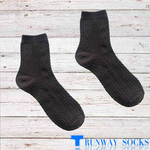【RUNWAY】《RUNWAY SOCKS》Best-Selling Japanese Style Trendy Short Socks &ndash; Double Cylinder Technology with Retro Jacquard Design &ndash; Dark Gray &ndash; 1 Pair, , large