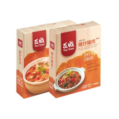 【瓦城泰式料理】辣炒豬肉5入+酸辣蝦湯5入