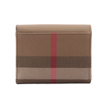 BURBERRY Lancaster 牛皮及帆布格紋三折短夾/栗子色/棕色, , large