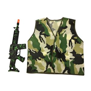 Camouflage vest plus machine gun