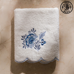 【SOLO Vintage】LCW Home 50x80cm Blue Porcelain Flower Embroidery Towel 100% Cotton Super Absorbent Made in Turkey, , large
