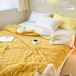 【FOCA】Fragrant orange yellow | Three-dimensional woven jacquard warm wool sherpa double-sided blanket (150X200cm), , large