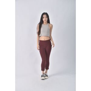 (L) lululemon高腰運動質感暗紅色長褲二手衣