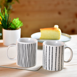 2-Piece Ceramic Mug Set with Line Pattern, , large