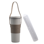 GREEN CUP芊杯內外316不鏽鋼真空吸管杯-800ml-大象淺灰-贈送皮革杯套+吸管組-1組, , large