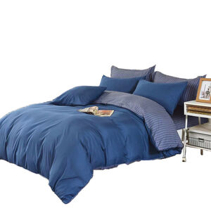 石墨烯條紋雙人床包組-150x186cm藍