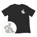 JZ TEE 貓咪-扇風 印花短袖T恤, , large